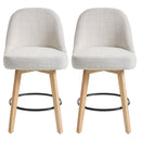 Livingandhome Set of 2 Swivel Bar Stools with Wooden Legs and Round Footrest