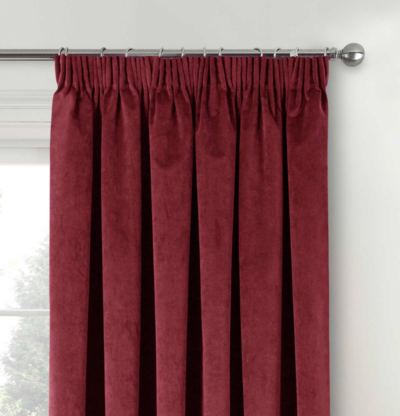 Luxury Enhanced Living Red Velvet, Supersoft, 100% Blackout, Thermal Curtains with Tape Top - Red
