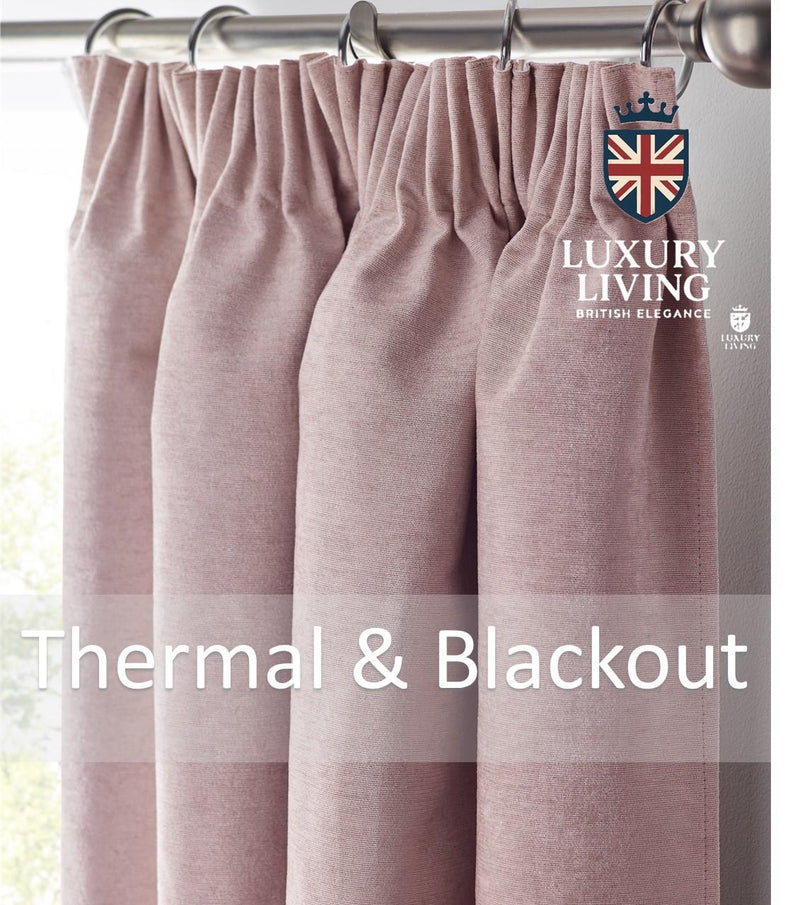 Chenille Blackout Taped Curtains Pink