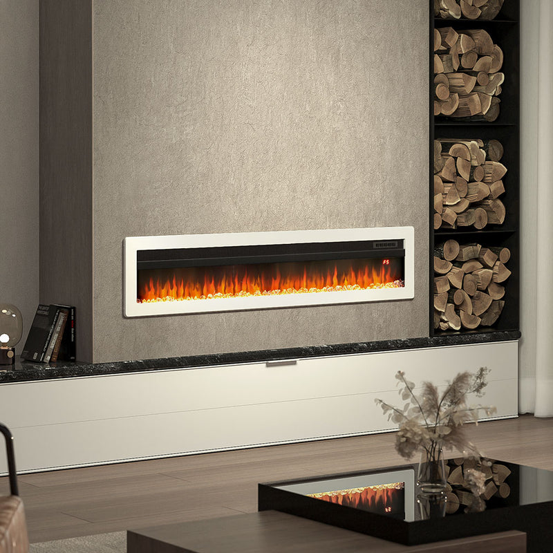 Electric Fireplace With Adjustable Flames, Wall Mounted Or Freestanding