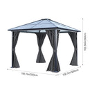 10 x 10FT Metal Frame Hardtop Patio Gazebo with Curtains