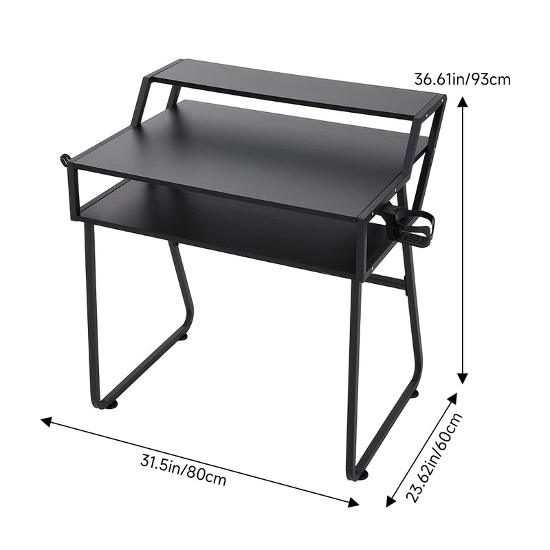Livingandhome RGB Computer Desk with Headset Hook