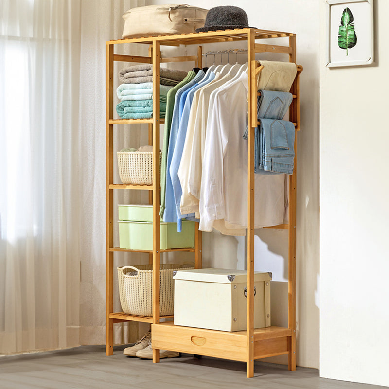 Lifeideas Wooden Clothes Rack with Hooks and Drawer
