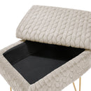 Livingandhome Rectangle Upholstered Storage Ottoman Vanity Stool
