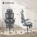 HOMCOM Ergonomic Office Chair, Mesh Desk Chair With Lumbar Support, Footrest