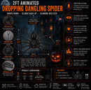 2ft Battery Operated Ash Dropping Dangling Halloween Spider Animatronic Decoration