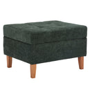 Livingandhome Chenille Storage Bench with Rubberwood Legs