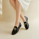 Casual Closed Toe Slip-on Chain Loafers with Low Heel
