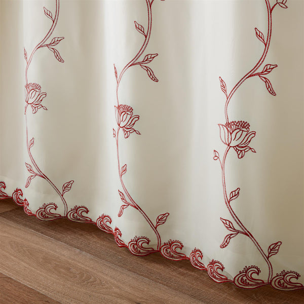 Exeter Embroidery Voile Lined Pencil Pleat Taped Top Curtains