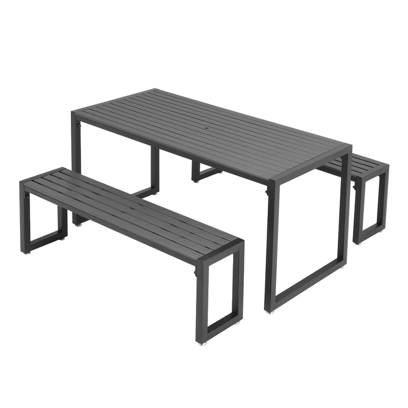 Breeins Patio Table Bench Set with Parasol Hole