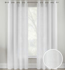 Pair of Crete White Luxury Linen Look Sheer Panels with Eyelet Header