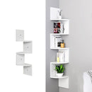 Livingandhome Wooden Zigzag Floating Corner Shelves 3-Tier White