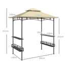 Outsunny 8' x 5' Grill Gazebo Canopy with 2 Side Shelves, Hook, Dark Grey