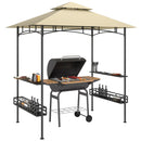 Outsunny 8' x 5' Grill Gazebo Canopy with 2 Side Shelves, Hook, Dark Grey