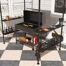 Outsunny 8' x 5' Grill Gazebo Canopy with 2 Side Shelves, Hook, Dark Grey
