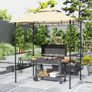 Outsunny 8' x 5' Grill Gazebo Canopy with 2 Side Shelves, Hook, Dark Grey