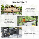 Outsunny 8' x 5' Grill Gazebo Canopy with 2 Side Shelves, Hook, Dark Grey