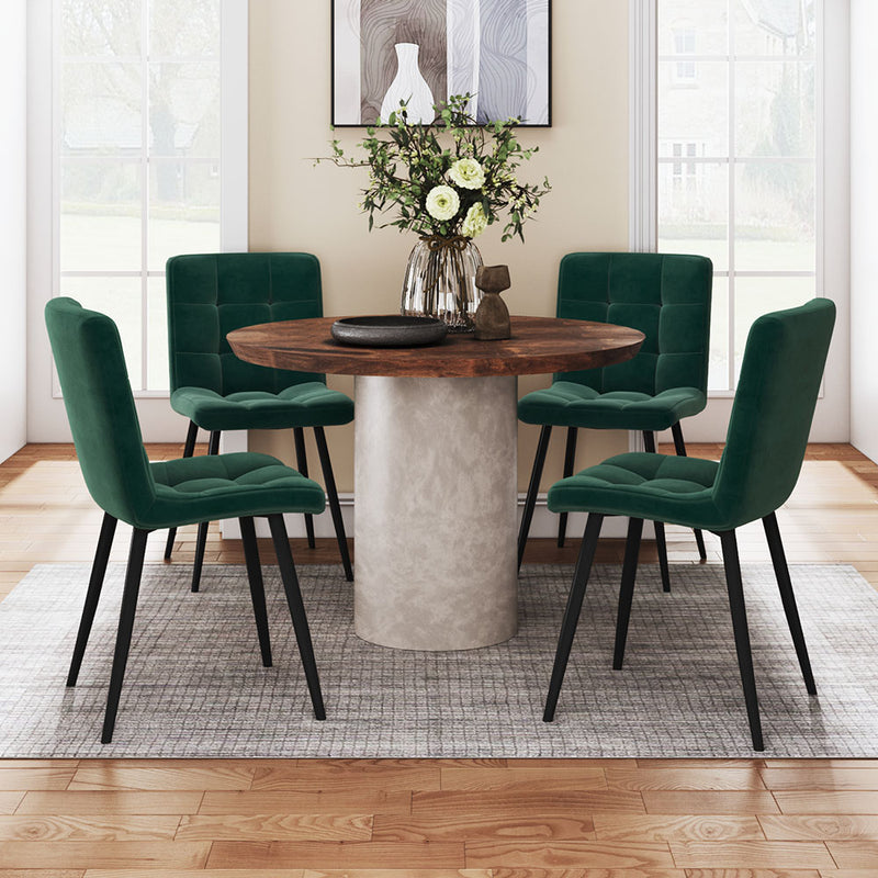 Livingandhome 4 Pack Velvet Dining Chairs with Metal Legs