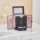 Sheonly Faux Leather Large Jewellery Storage Box with Mirror