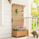Outsunny Wood Planter with Trellis for Climbing Plants Planter Box Yellow
