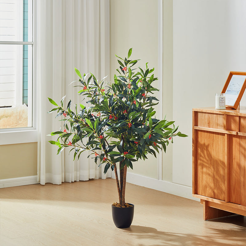 Breeins Artificial Olive Tree Decorative Plant in Planter