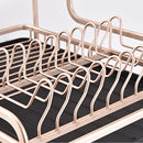 Lifeideas Dish Rack 2 Tiers Dish Drying Drainer with Drying Board Rose Gold