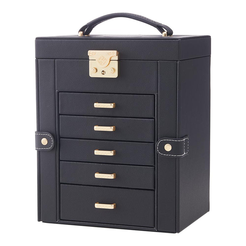 Sheonly Faux Leather Large Jewellery Storage Box with Mirror