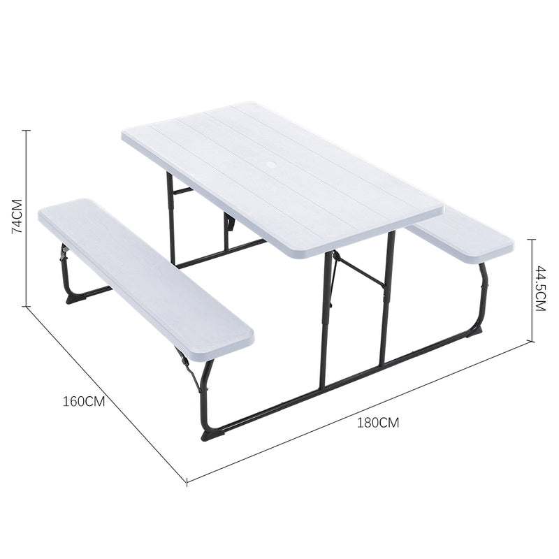 Breeins Foldable Picnic Table and Bench Set with Parasol Hole