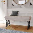 Livingandhome  Mid Century Metal Upholstered Bench