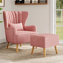 Livingandhome Velvet Armchair with Footstool