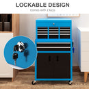 HOMCOM Top Chest And Roller Cabinet Combo Metal Tool Cabinet On Wheels - Black/Blue/Red