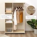 HOMCOM Rolling Open Wardrobe Hanging Rail Storage Shelves for Clothes