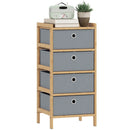 HOMCOM Chest of Drawers, 4 Drawers Dresser with Bamboo Frame, Light Grey