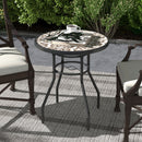 Outsunny Garden Table With Glass Printed Design For Outdoor