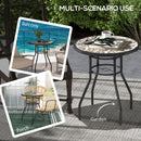 Outsunny Garden Table With Glass Printed Design For Outdoor
