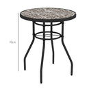 Outsunny Garden Table With Glass Printed Design For Outdoor