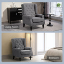 HOMCOM Accent Chair Wingback Armchair Retro Tufted Club Wood Fabric