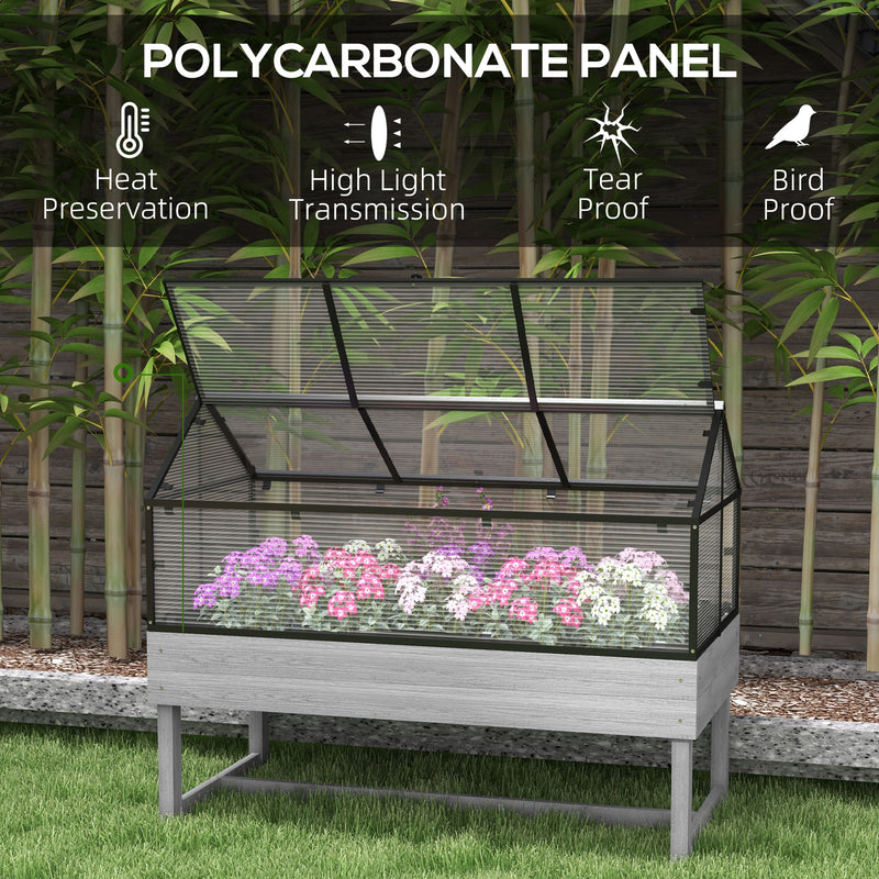 Outsunny Raised Garden Bed with Polycarbonate Panel and Top Vent for Vegetables