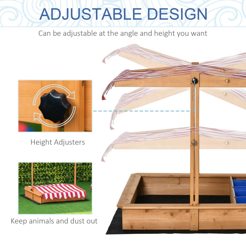 Outsunny Children's  Wooden Sandbox with  Cover - wood