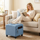 HOMCOM Small Ottoman with Side Pocket Living Room, Dark Blue