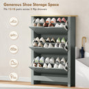 HOMCOM 18-Shoe Storage Cabinet 6 Shelves 3 Drawers Tabletop Light Grey