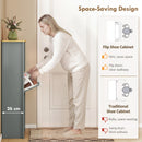 HOMCOM 18-Shoe Storage Cabinet 6 Shelves 3 Drawers Tabletop Light Grey