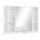 Kleankin Bathroom Cabinet Wall Mount Storage Organiser Mirror Shelves White