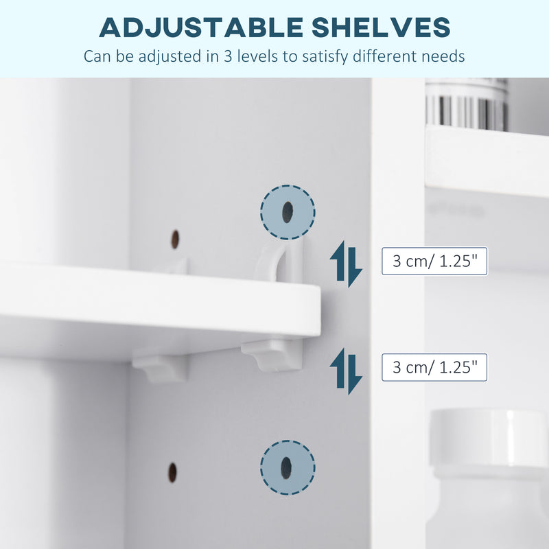 kleankin Bathroom Cabinet Wall Mount Storage organiser Mirror Shelves White