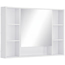 Kleankin Bathroom Cabinet Wall Mount Storage Organiser Mirror Shelves White