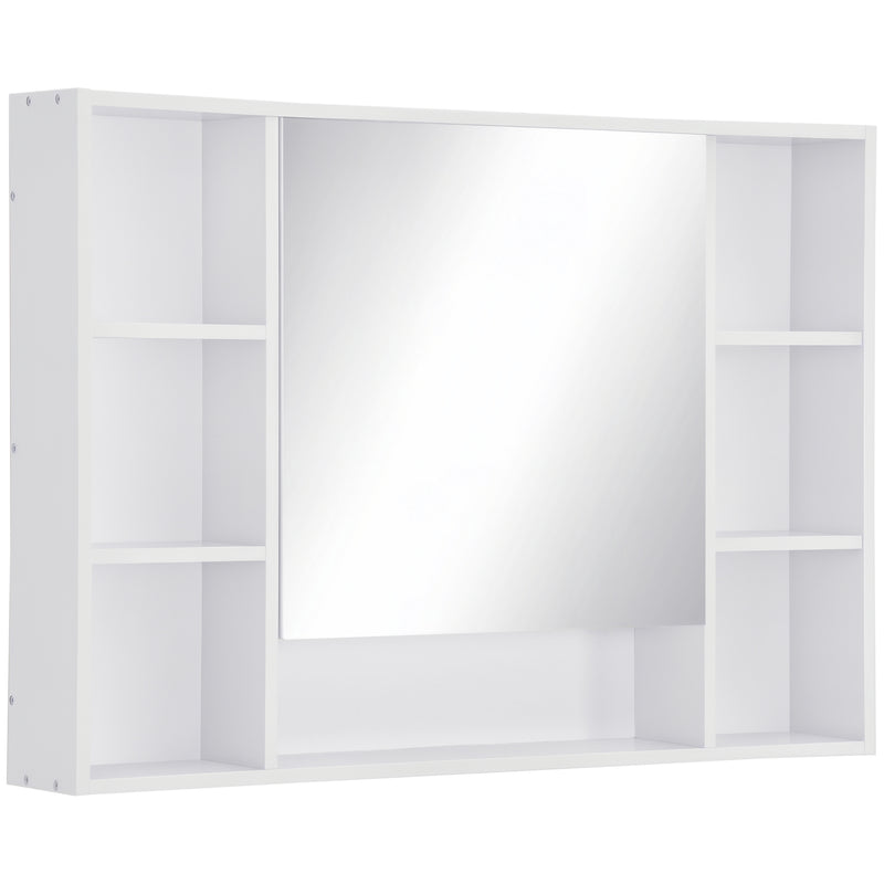kleankin Bathroom Cabinet Wall Mount Storage organiser Mirror Shelves White