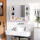 Kleankin Bathroom Cabinet Wall Mount Storage Organiser Mirror Shelves White
