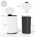 HOMCOM Slim Rectangular Pedal Bin With Soft-Close Lid, 30L Kitchen Bin White