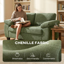 HOMCOM 2 Seater Sofa, Chenille Small Sofa with Spring Cushions, Dark Green