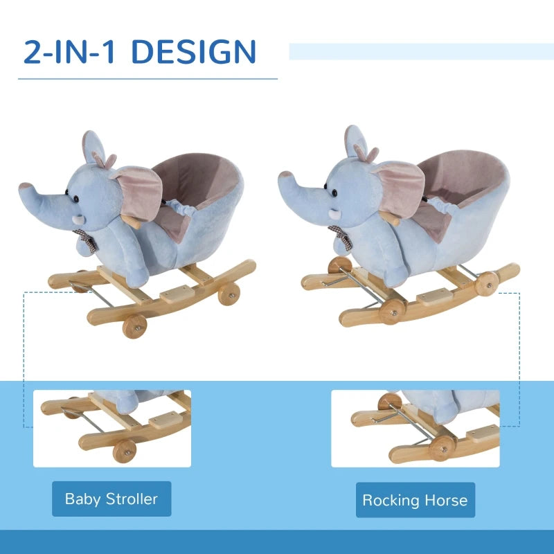 HOMCOM Children's Rocking Elephant - Blue